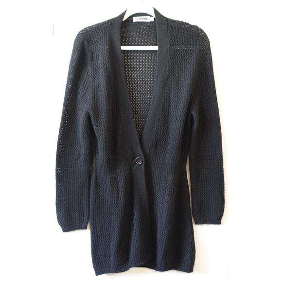 Vintage 90s Jill Sander Cardigan Womens 38 Black 100% Wool Sweater Jacket Italy - Picture 1 of 9